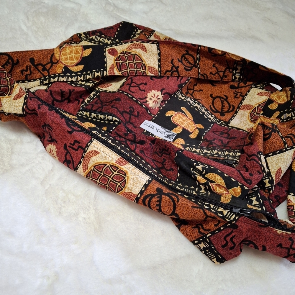 Hobo-style Sea Turtle Fabric Brown Large Crossbody Shoulder Bag  Made In Hawaii - Picture 6 of 16